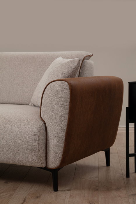 Atelier Del Sofa Aren - Sofá de 1 plaza Beige y Canela Atelier Del Sofa Aren - Sofá de 1 plaza Beige y Canela